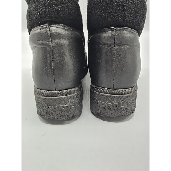 Sorel Charm Black Leather Boots Front Zip Woman's Size 6 Made In Canada - Picture 5 of 14